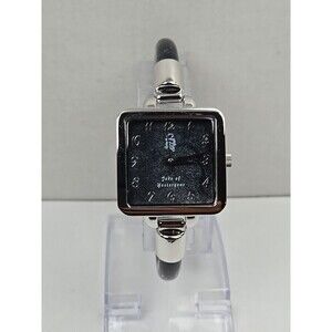 Jade Of Yesteryear Womens Silver Square Watch Black Jade Dial Quartz New Battery